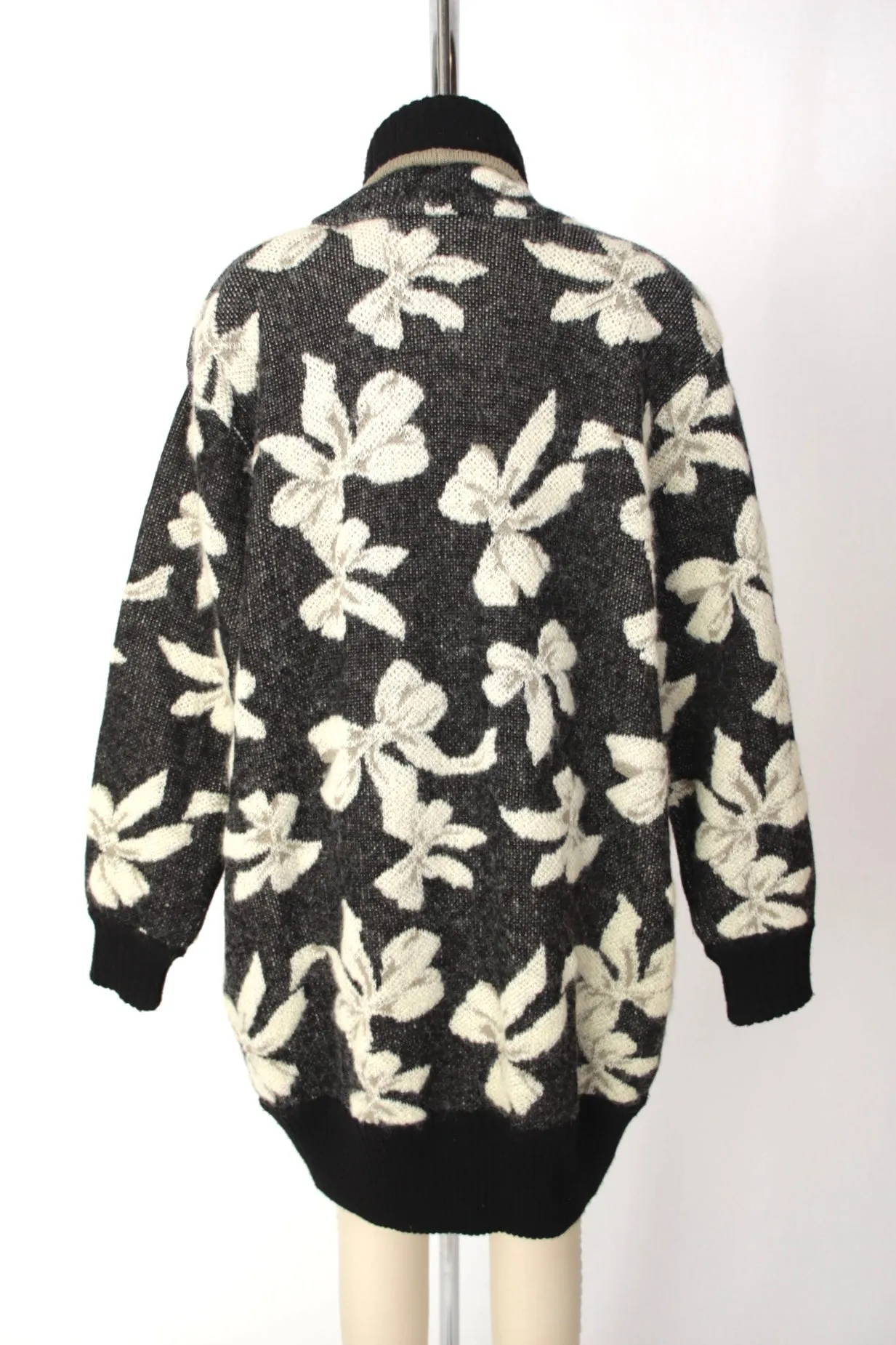 Mohair Bow Intarsia Cardigan