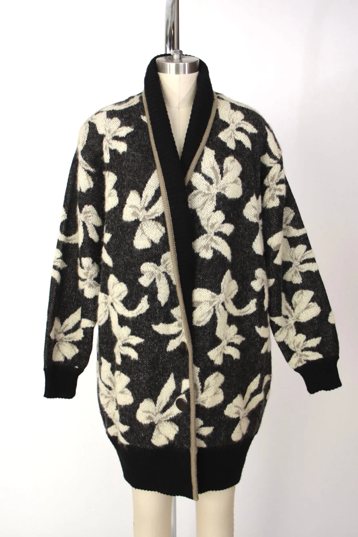 Mohair Bow Intarsia Cardigan