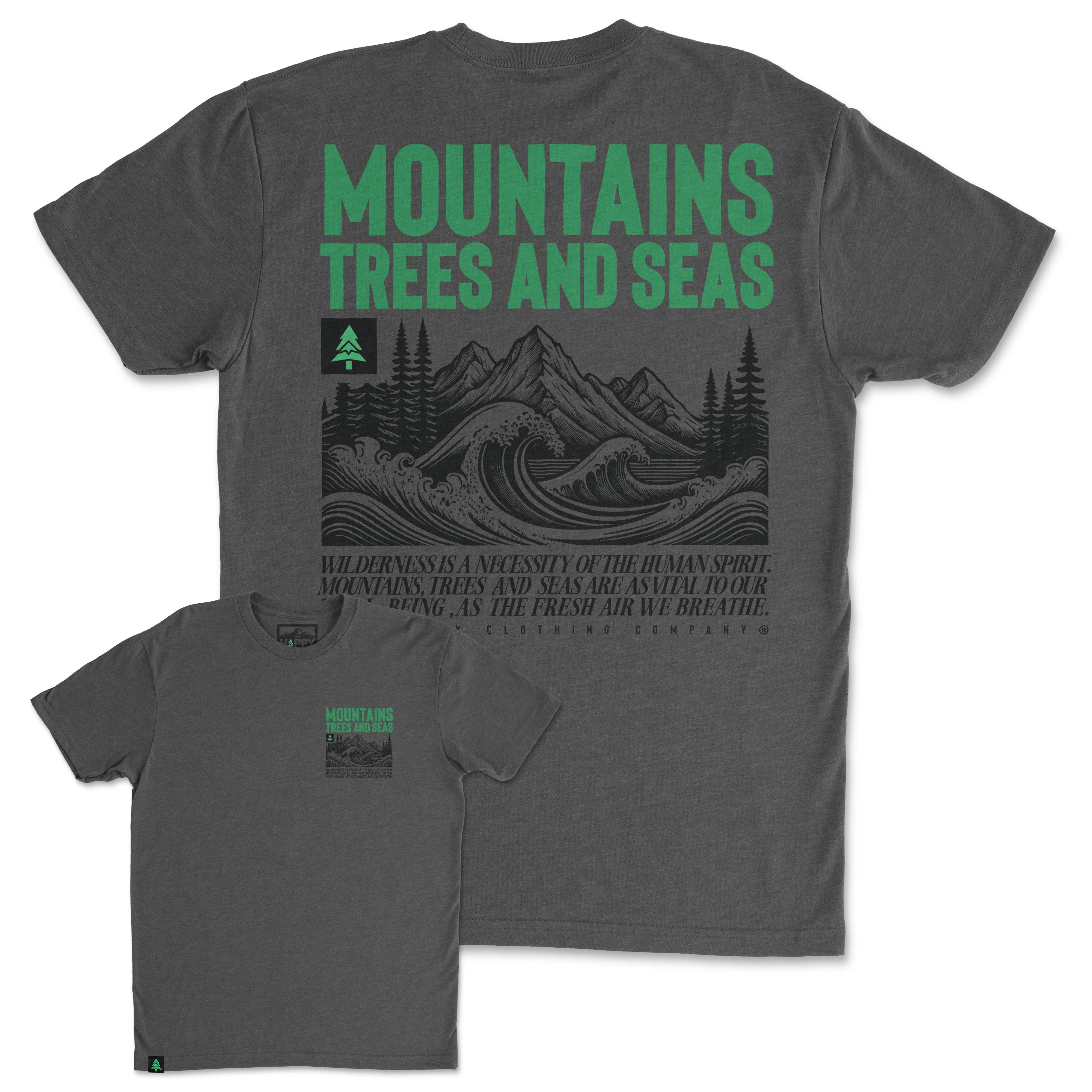 Mountains, Trees and Seas Back Print 'Trail Tee' | Lightweight Blend |