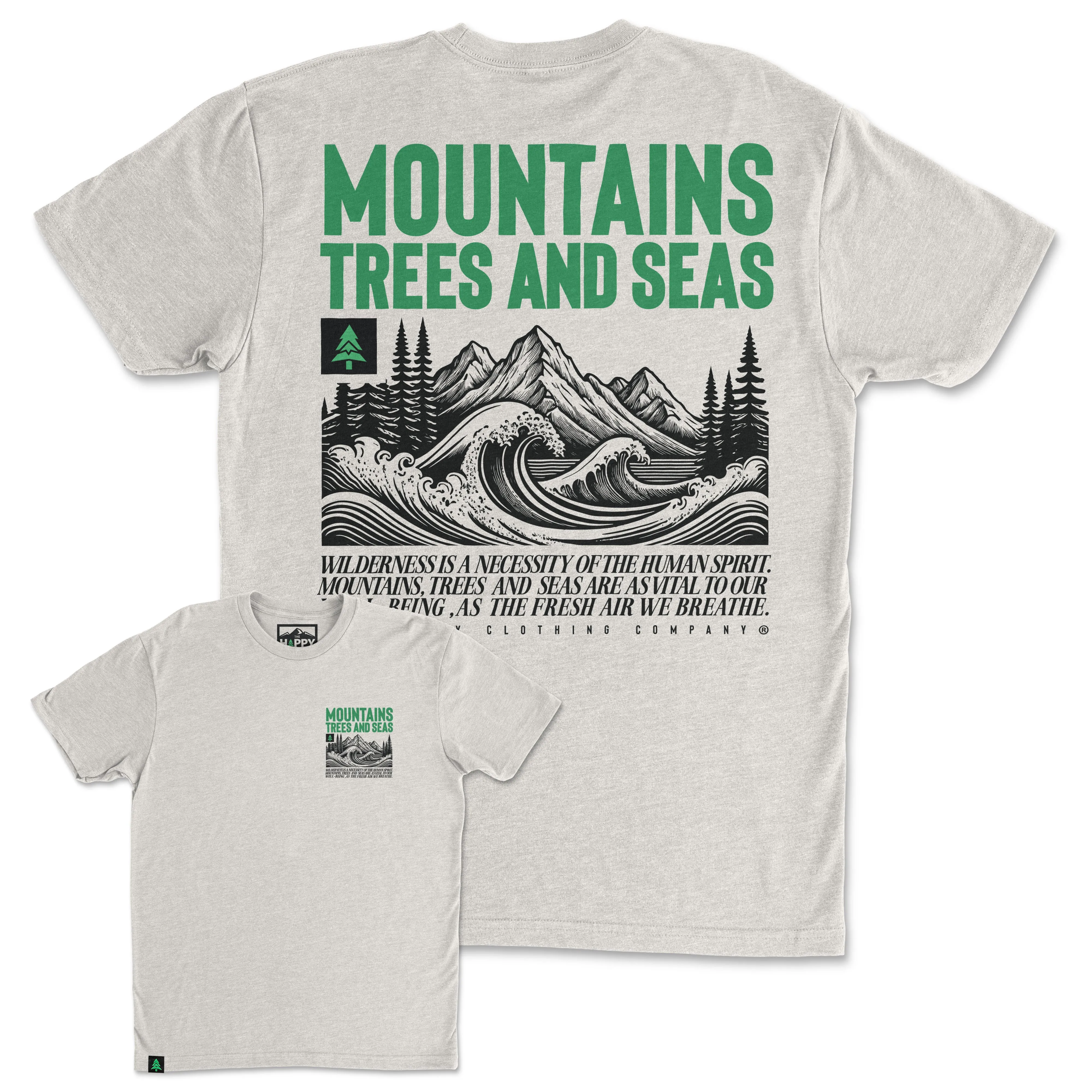 Mountains, Trees and Seas Back Print 'Trail Tee' | Lightweight Blend |