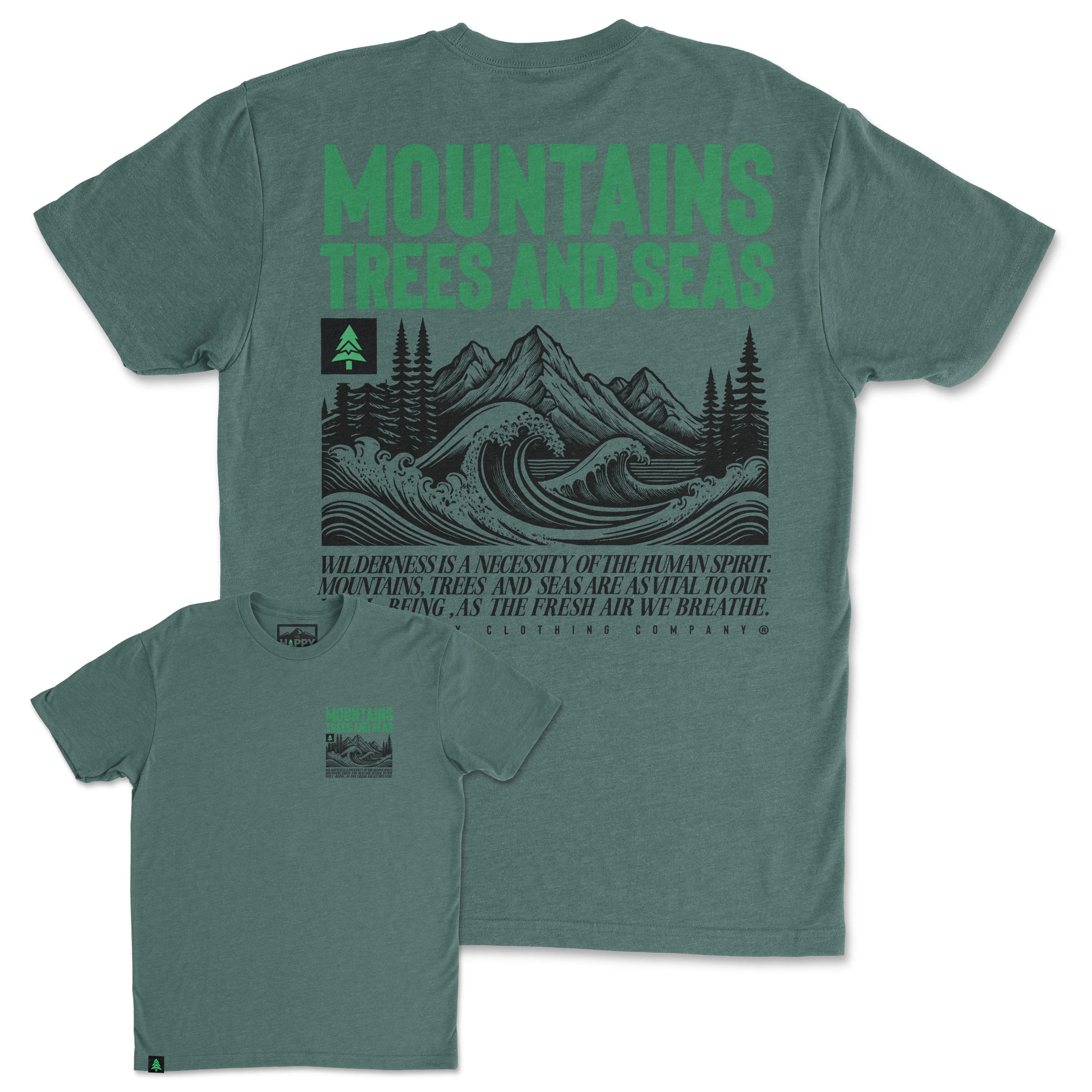 Mountains, Trees and Seas Back Print 'Trail Tee' | Lightweight Blend |