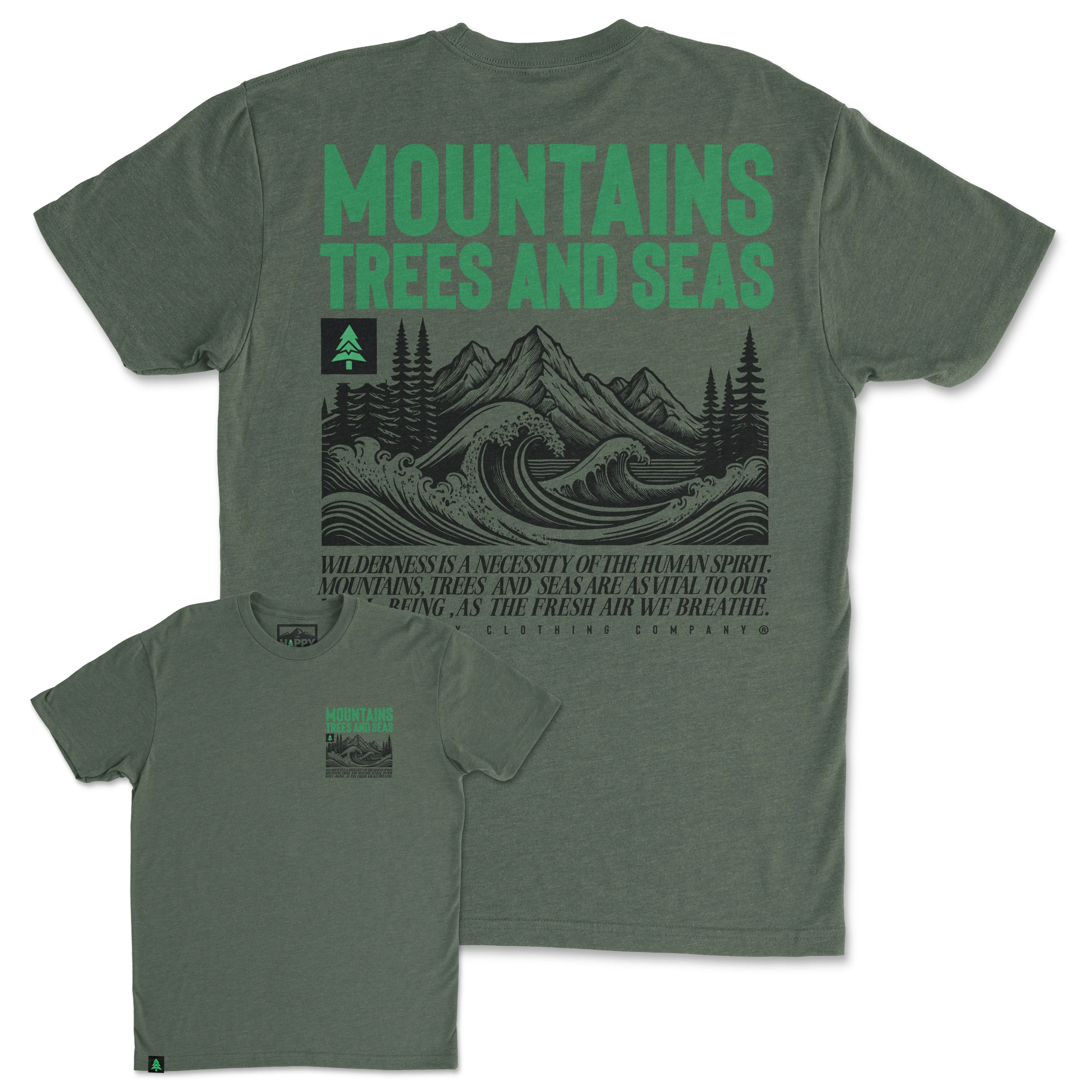 Mountains, Trees and Seas Back Print 'Trail Tee' | Lightweight Blend |
