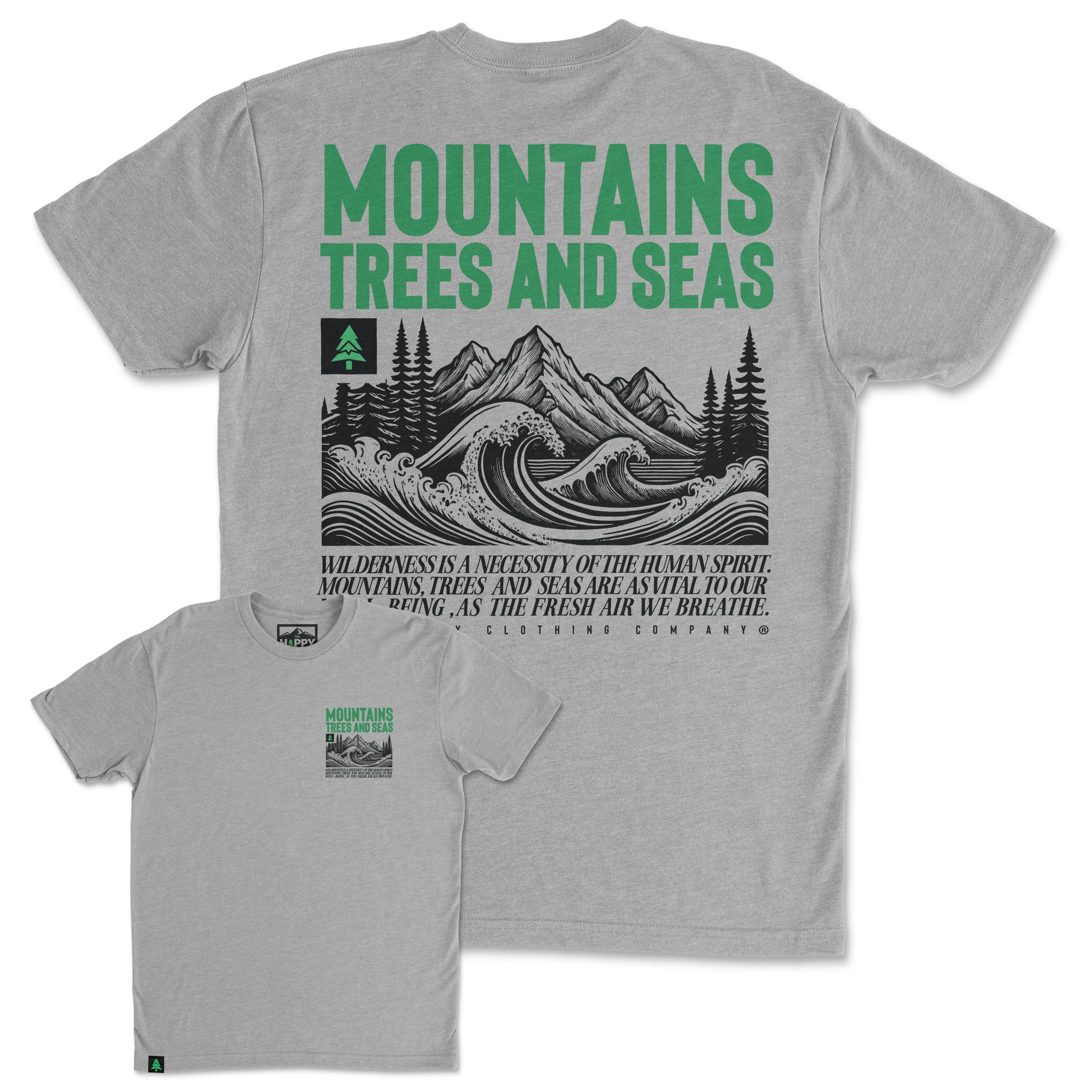 Mountains, Trees and Seas Back Print 'Trail Tee' | Lightweight Blend |