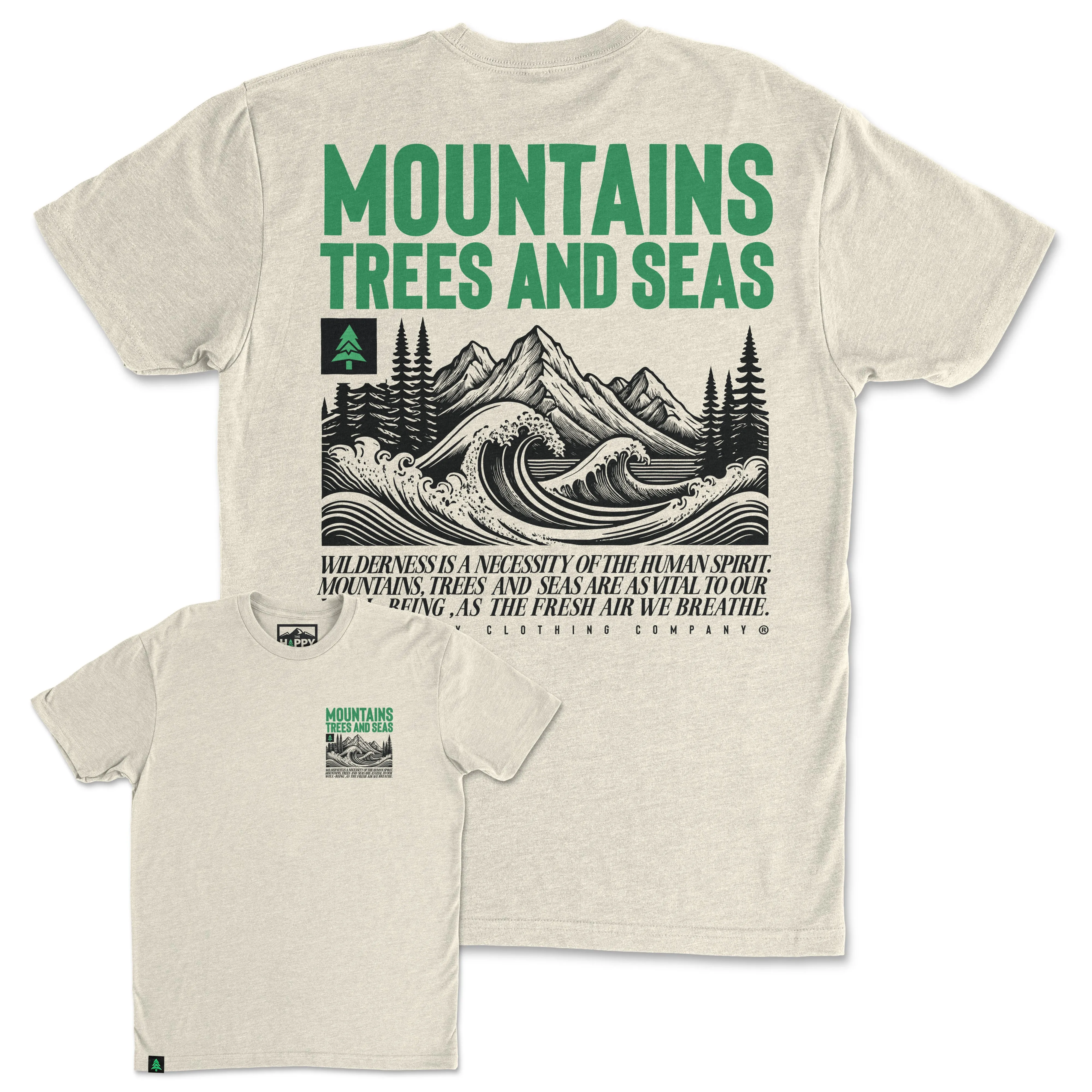 Mountains, Trees and Seas Back Print 'Trail Tee' | Lightweight Blend |