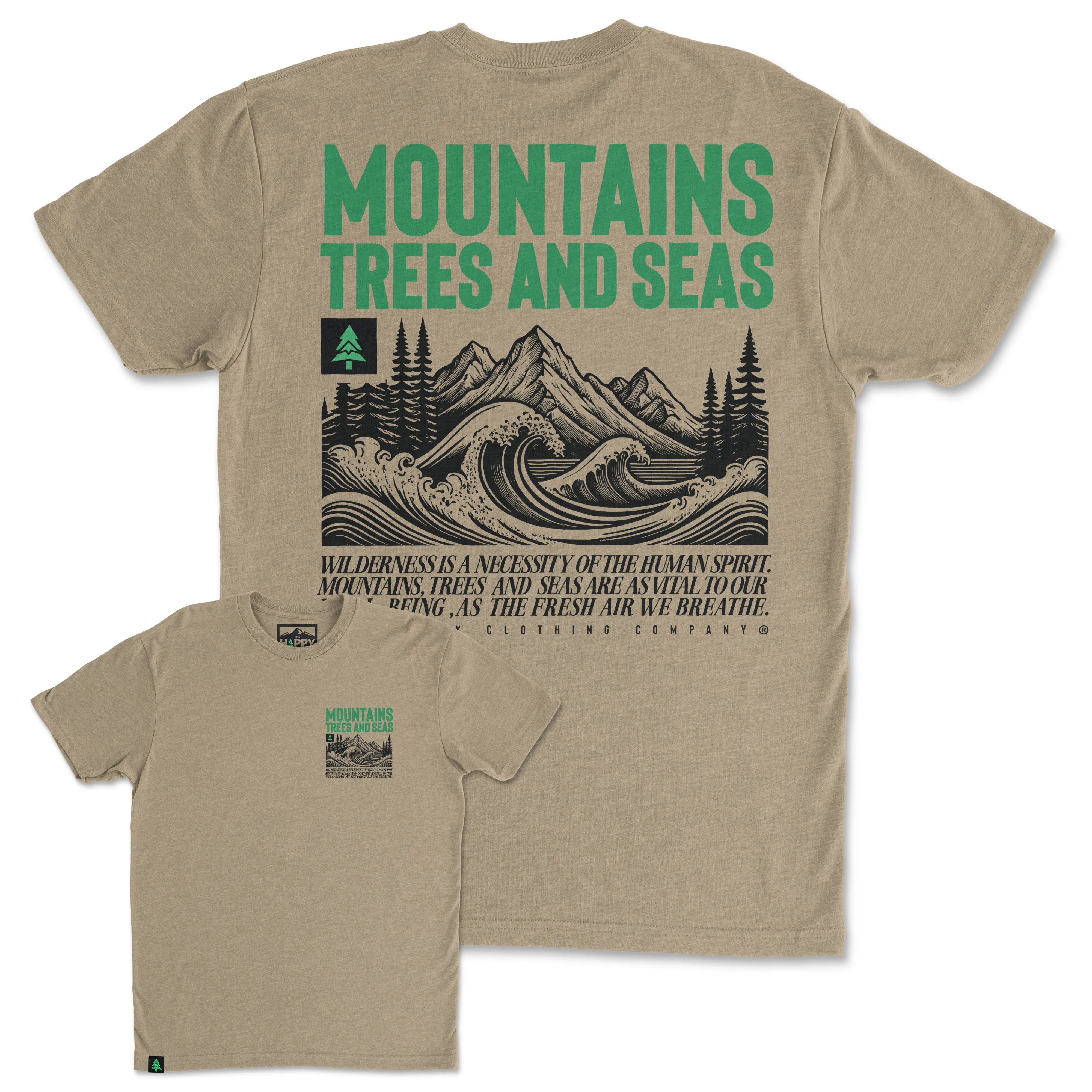 Mountains, Trees and Seas Back Print 'Trail Tee' | Lightweight Blend |