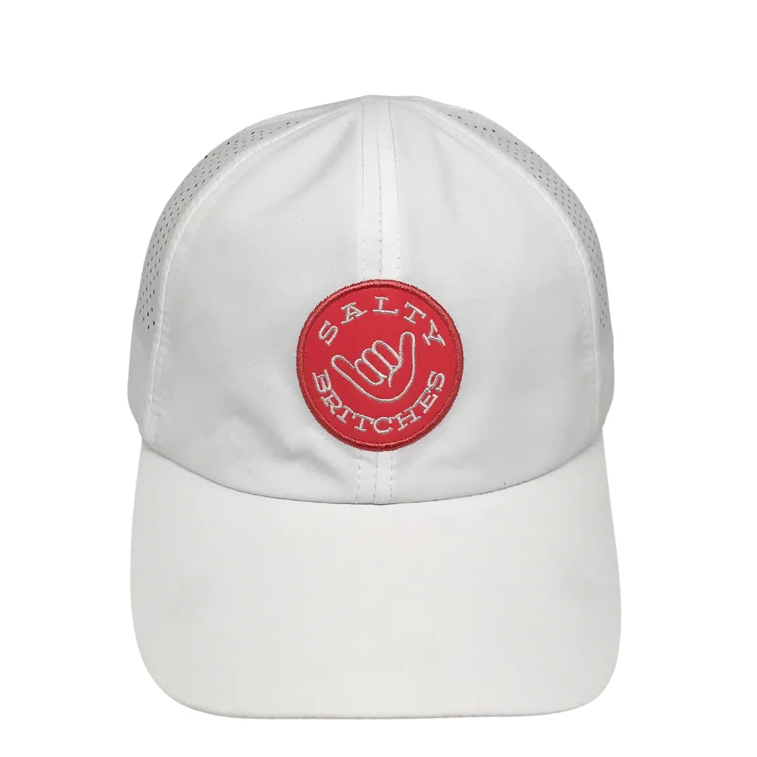 NEW Salty Elite White Laser Cut Hat by Boco with Pink Salty Patch