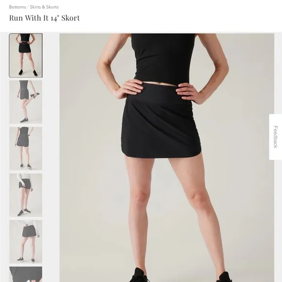 NWT Athleta Run With It 14&quot; Skort Black Size Medium