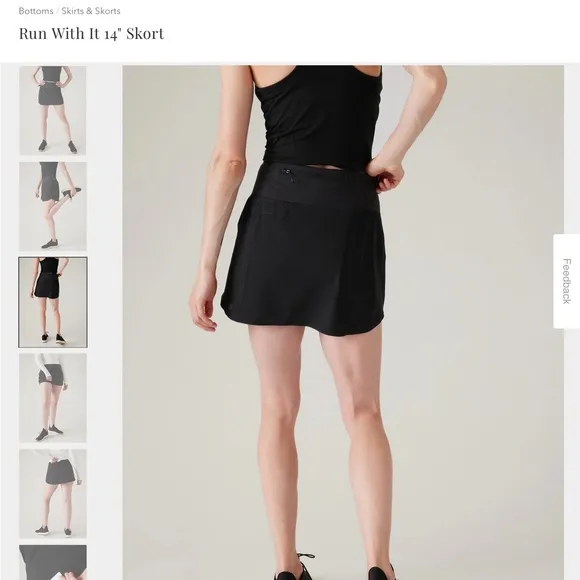 NWT Athleta Run With It 14&quot; Skort Black Size Medium
