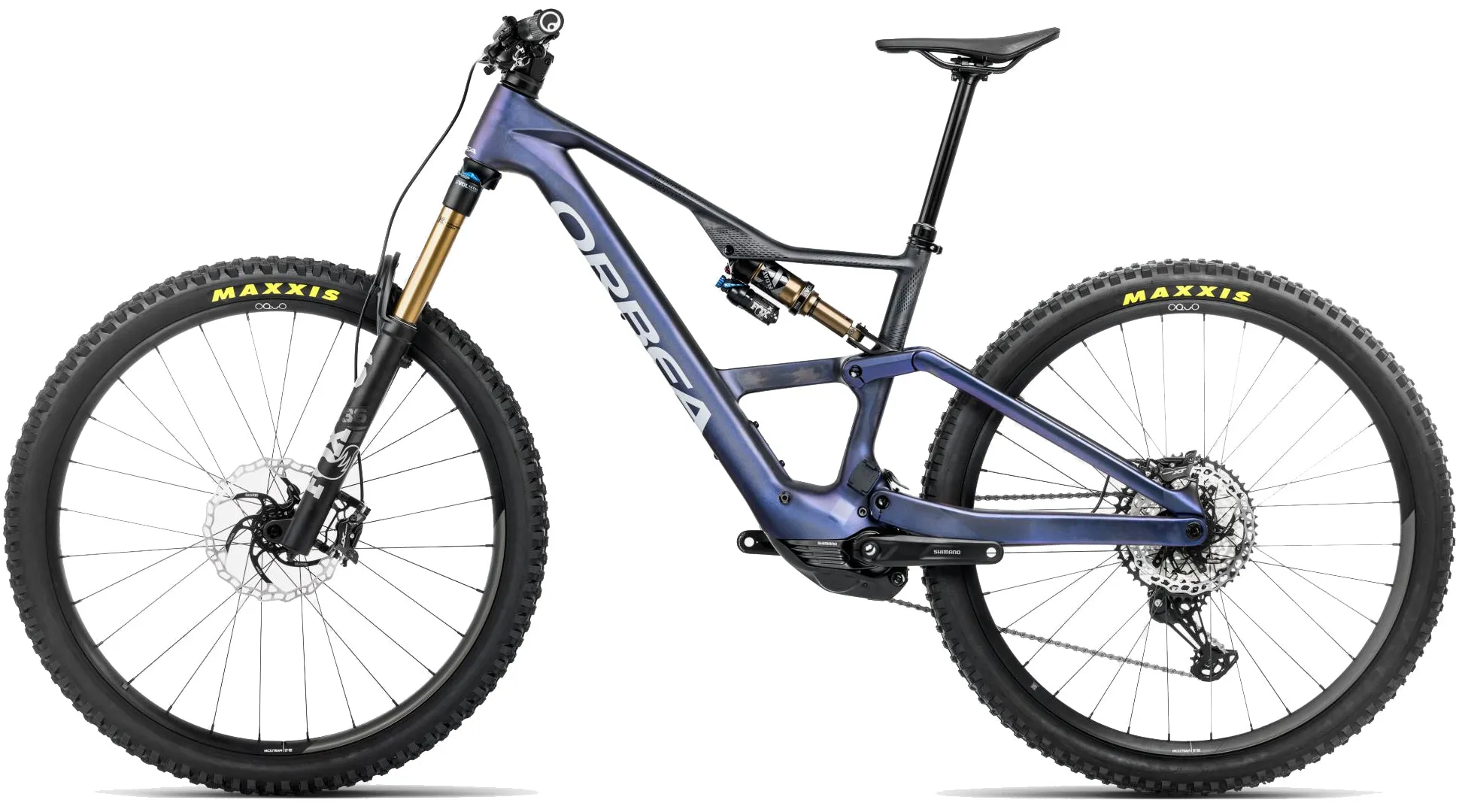 Orbea Rise LT M10 Carbon Electric Full Suspension Mountain Bike 2025 - Tanzanite Carbon View