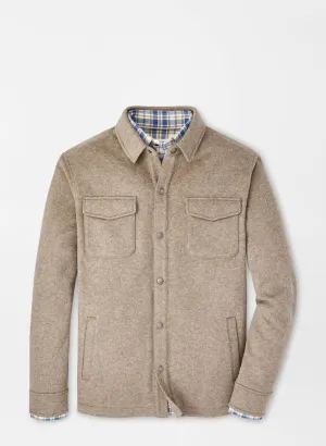 Peter Millar Mens Classic Fit Crown Flex Fleece Shirt Jacket - GRAIN
