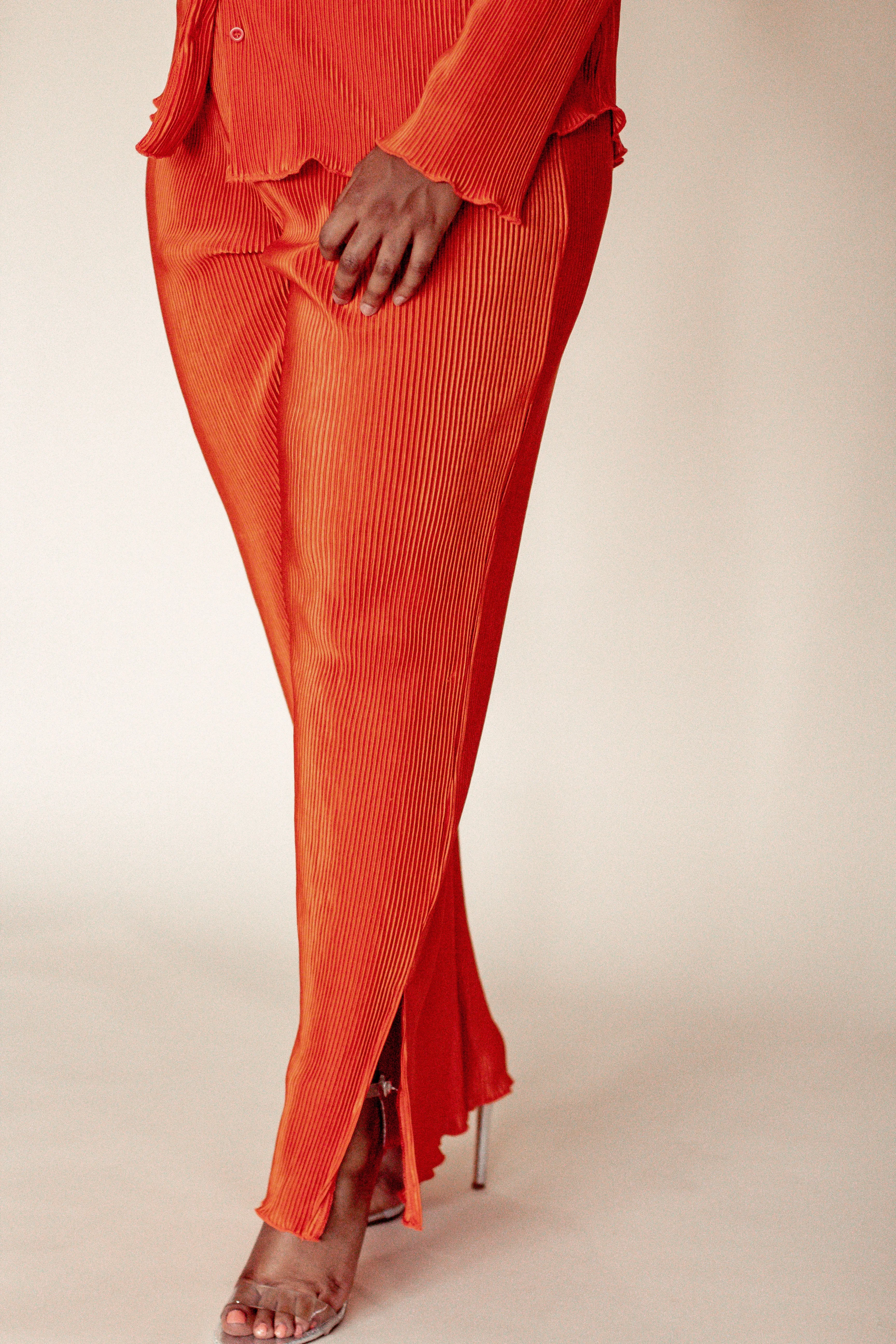 Pleated Orange Pants
