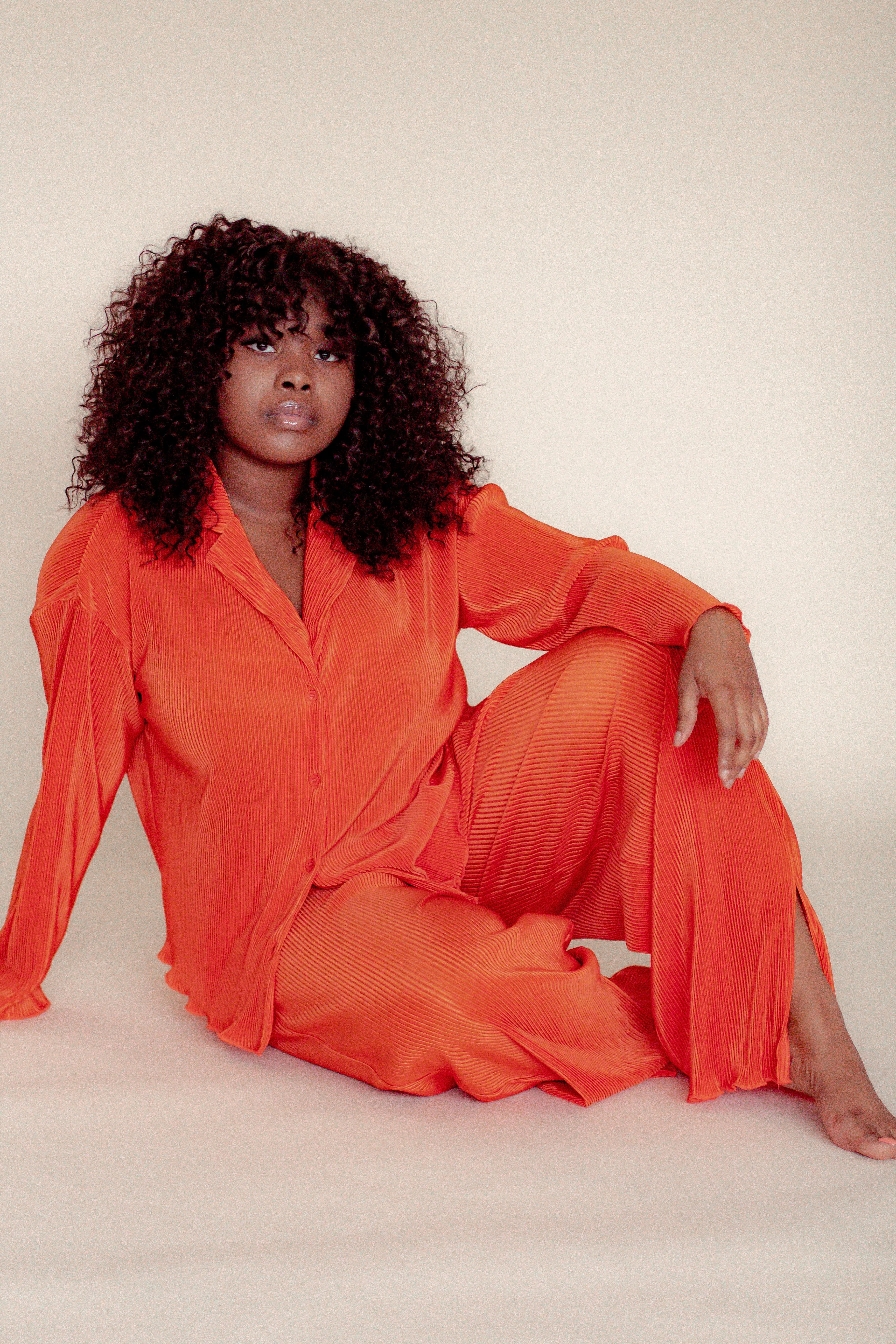 Pleated Orange Pants