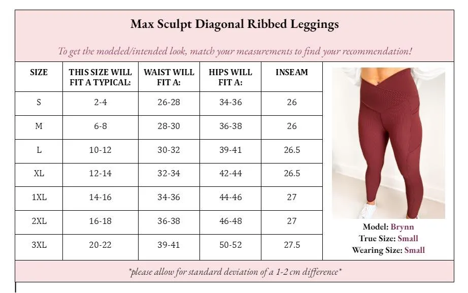 PREORDER: Molly Max Sculpt Diagonal Ribbed Leggings In Two Colors