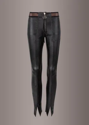 Punk Rave Black Faux Leather Biker Pants with Zipper