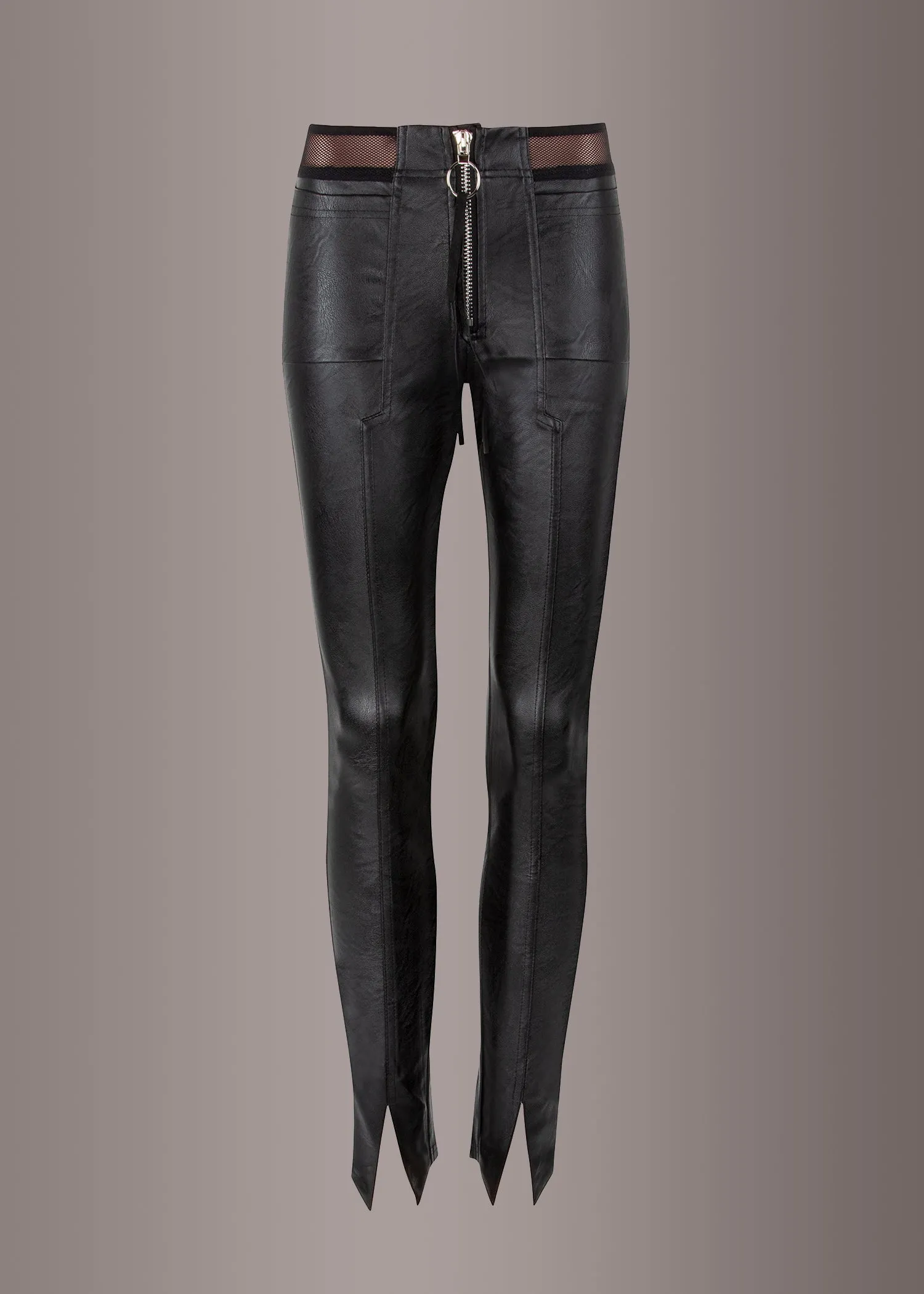 Punk Rave Black Faux Leather Biker Pants with Zipper
