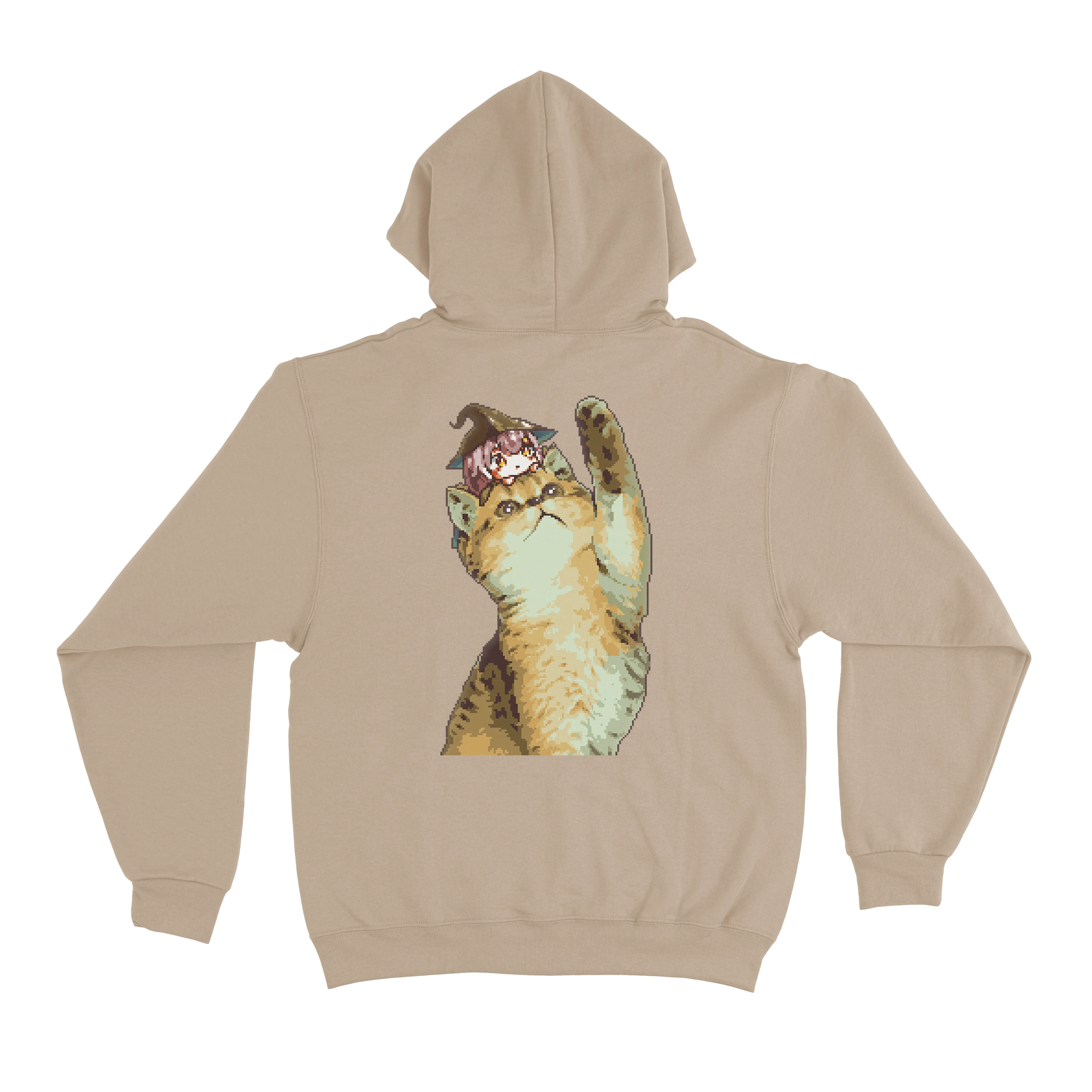 "Cat" Fleece Hoodie Beige