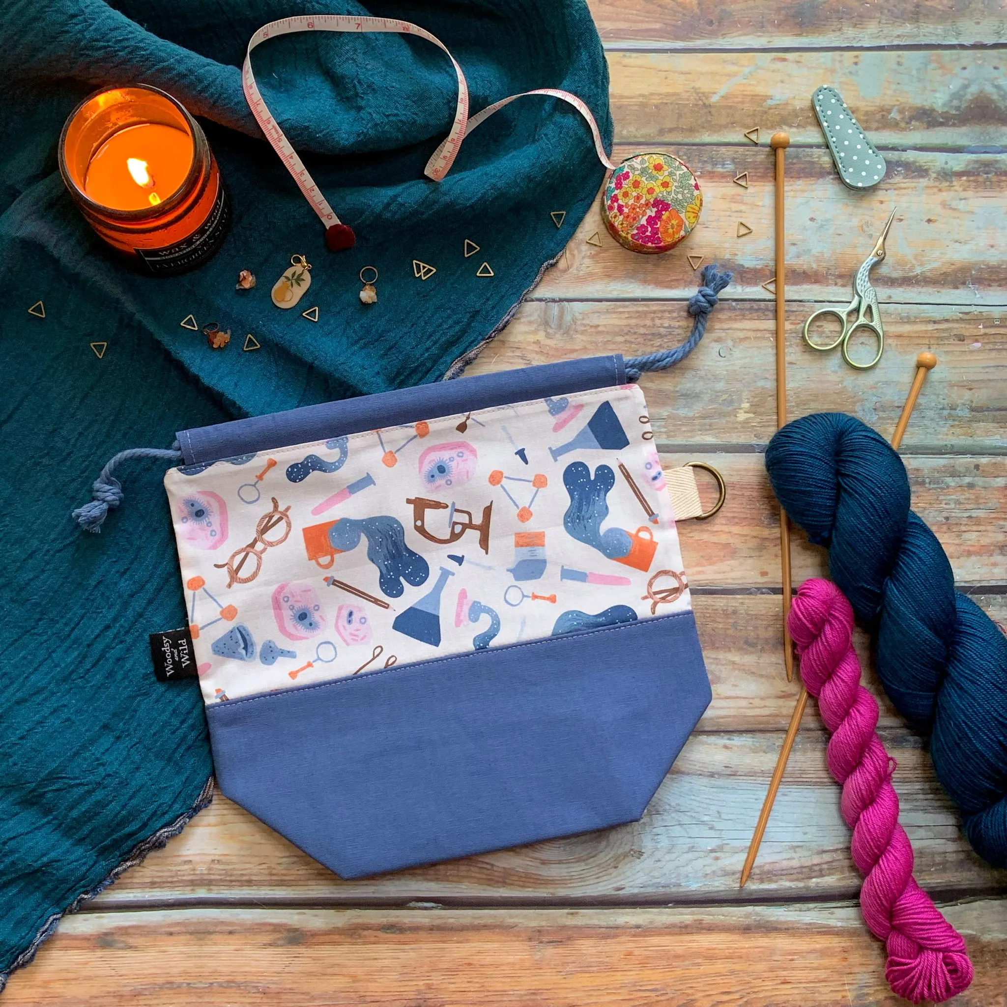 "For the Love of Science"- Knitting Project Bag- Ready to Ship