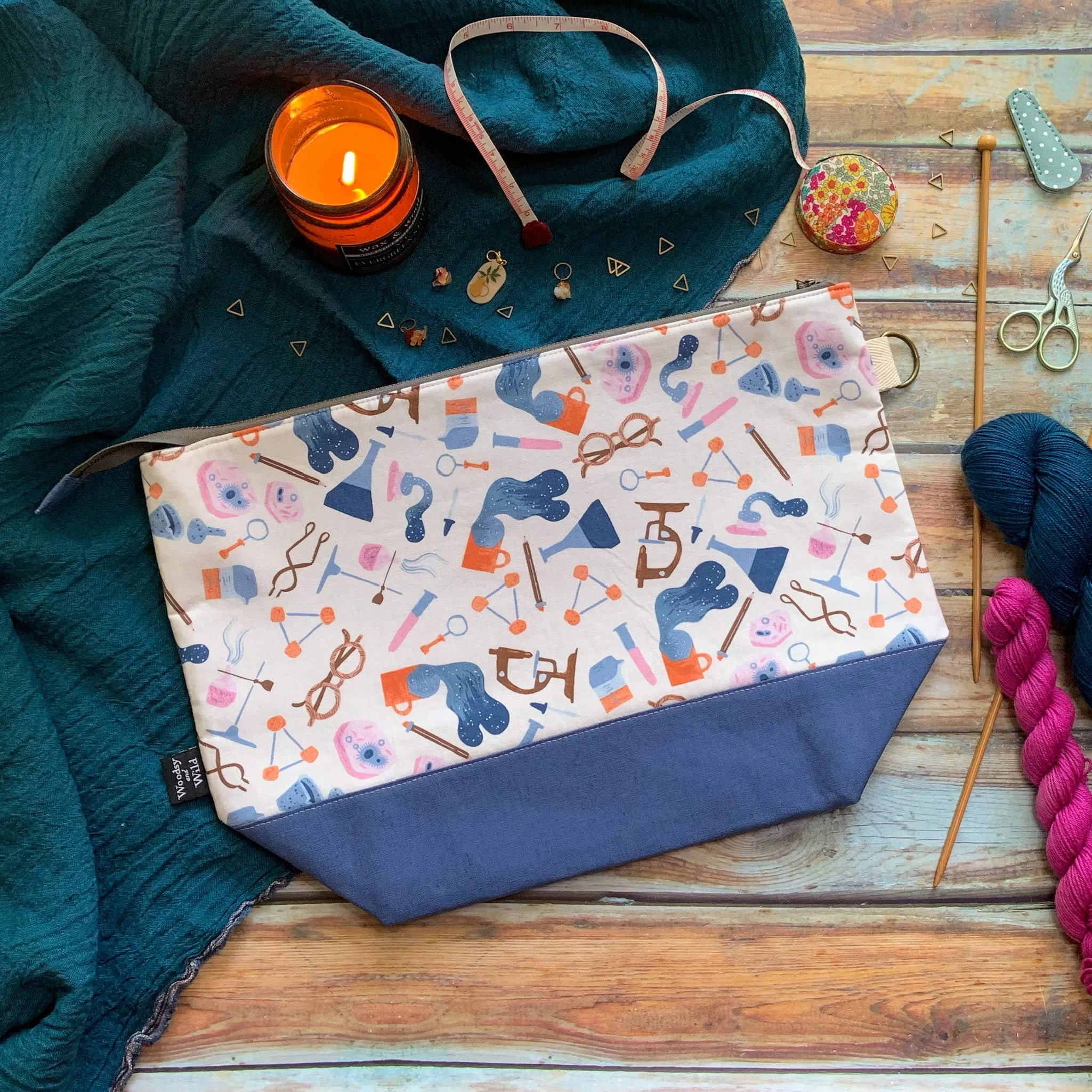 "For the Love of Science"- Knitting Project Bag- Ready to Ship