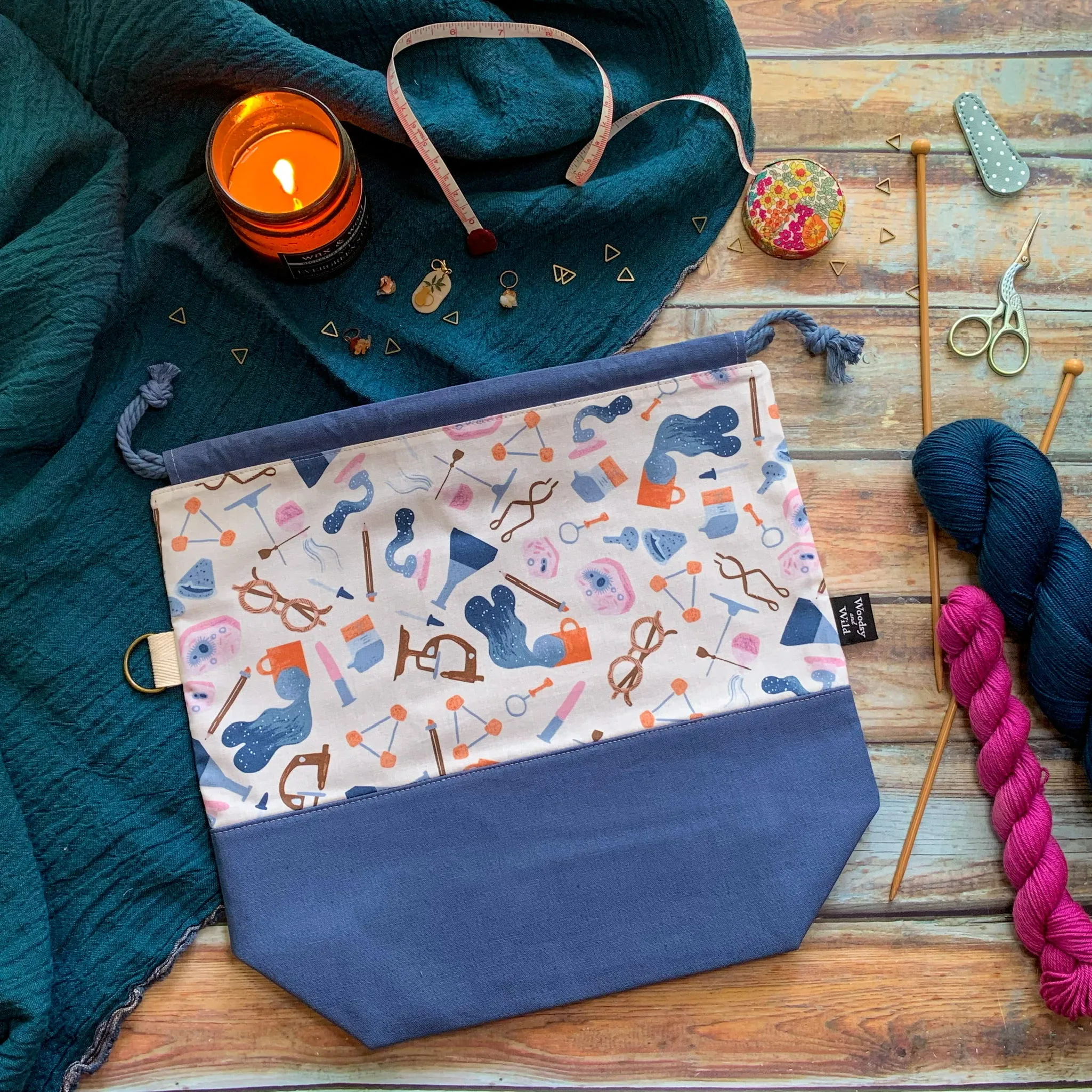 "For the Love of Science"- Knitting Project Bag- Ready to Ship
