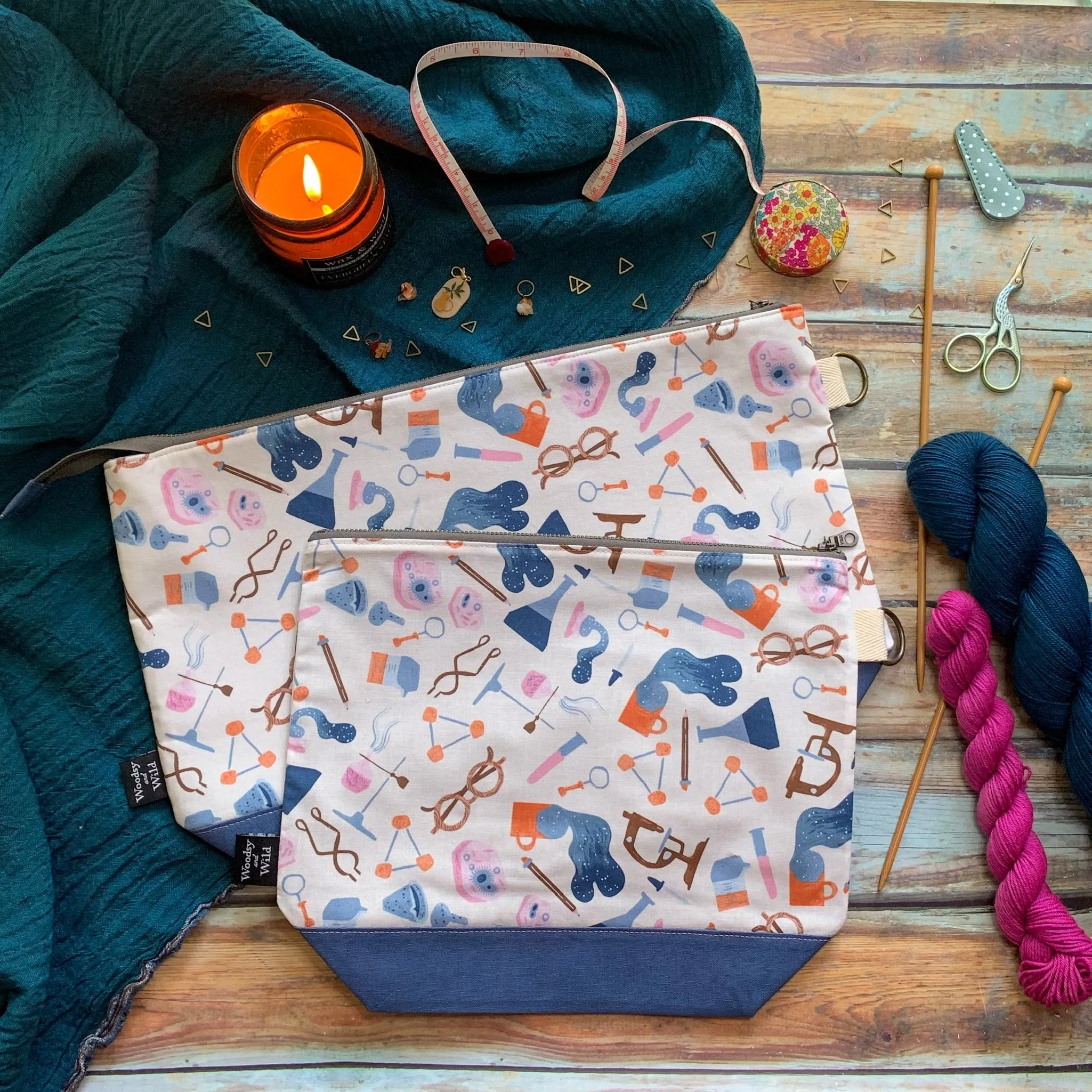 "For the Love of Science"- Knitting Project Bag- Ready to Ship