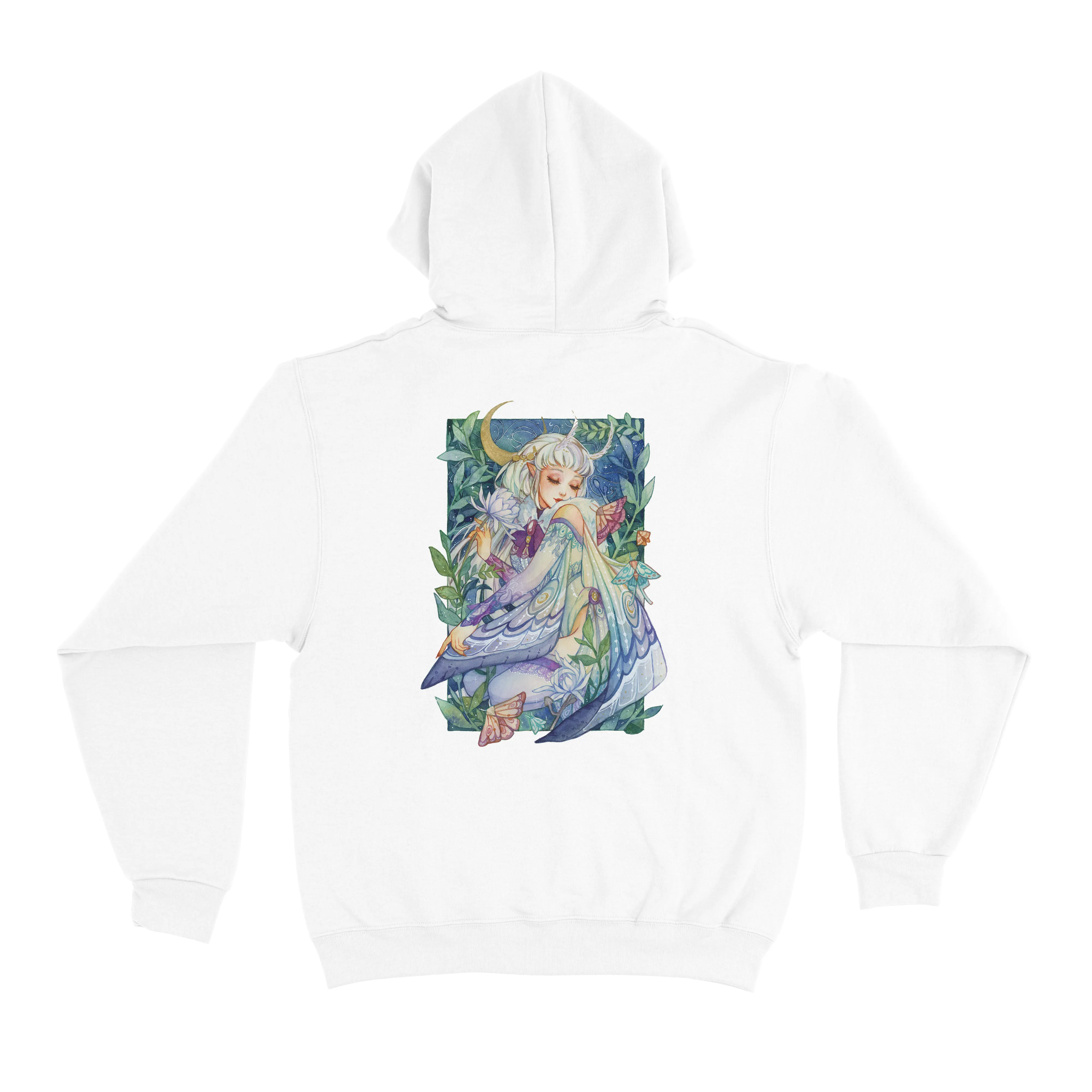 "Night Melody" Fleece Hoodie White