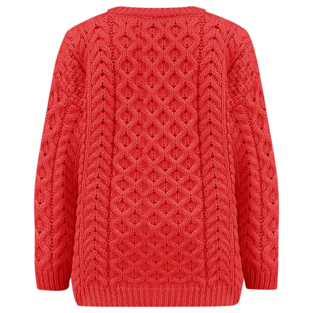 [Re:Coat] Cadogan Supersoft Merino Girls Sweater - Coral (5-6y)