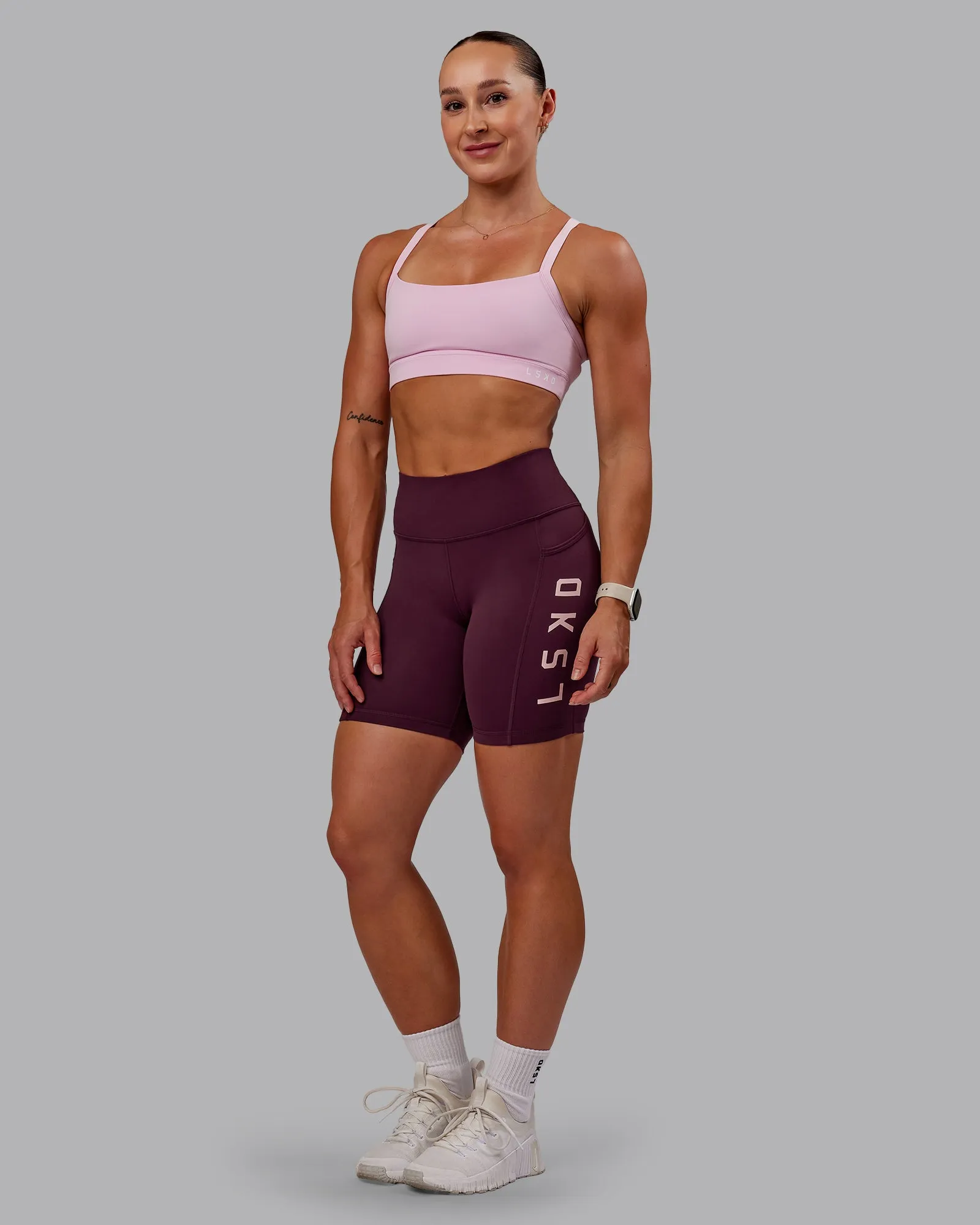 Rep Mid Short Tight - Cherry Lacquer-Marshmallow