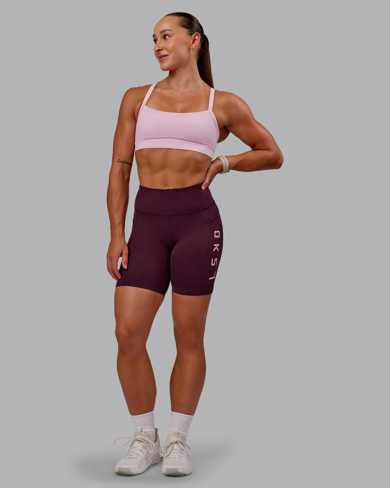 Rep Mid Short Tight - Cherry Lacquer-Marshmallow
