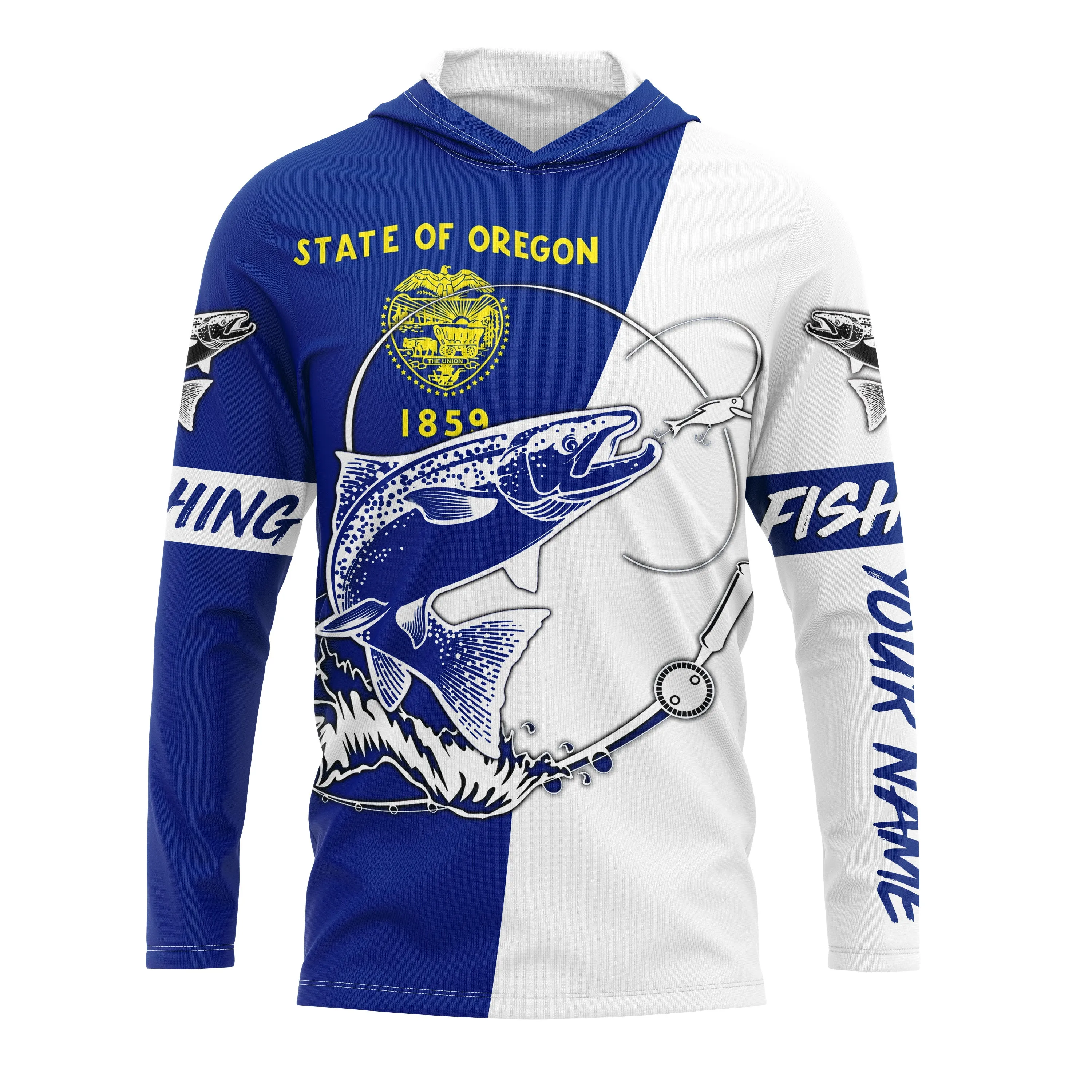 Salmon fishing in Oregon flag patriotic Custom name fishing jerseys | Long sleeve, Long Sleeve Hooded NPQ826