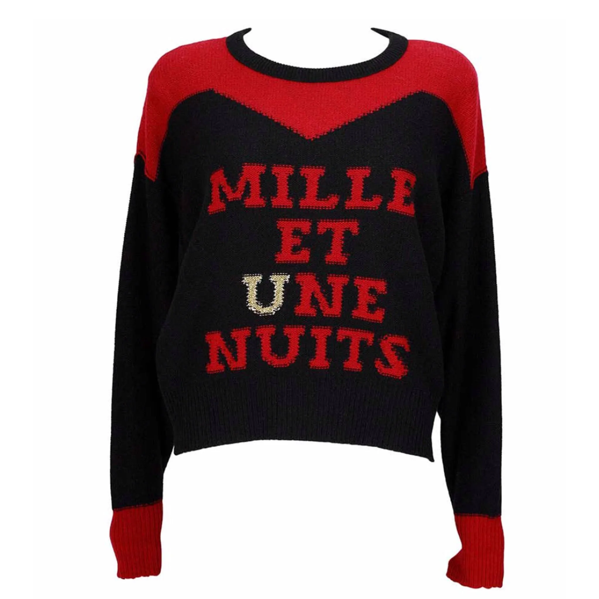SONIA RYKIEL "Mille Et Une Nuits" Red and Black Wool Sweater