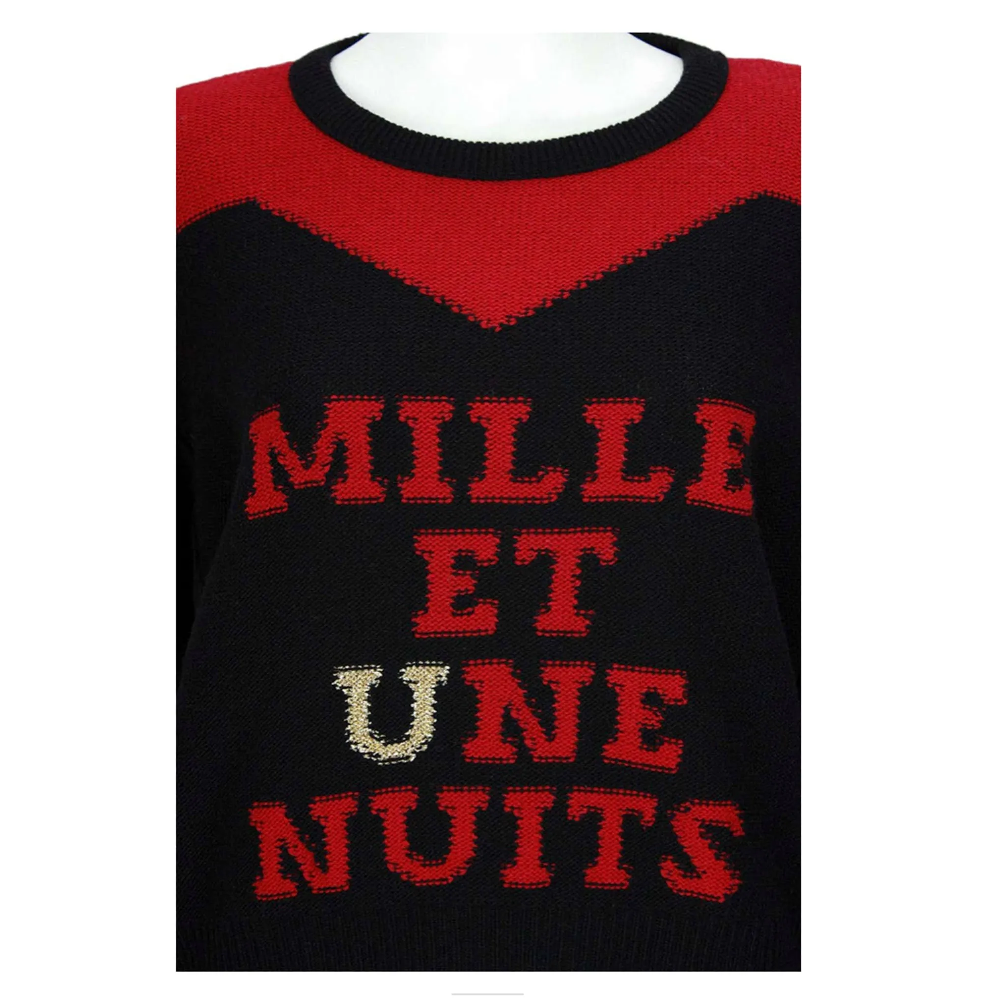 SONIA RYKIEL "Mille Et Une Nuits" Red and Black Wool Sweater