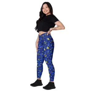 Starry Cat Crossover leggings with pockets