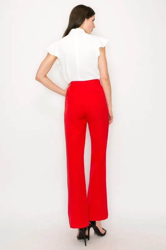 Stretch high waist red pants