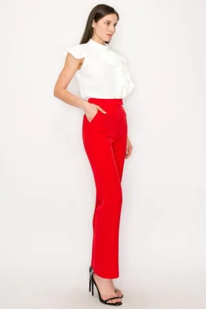 Stretch high waist red pants