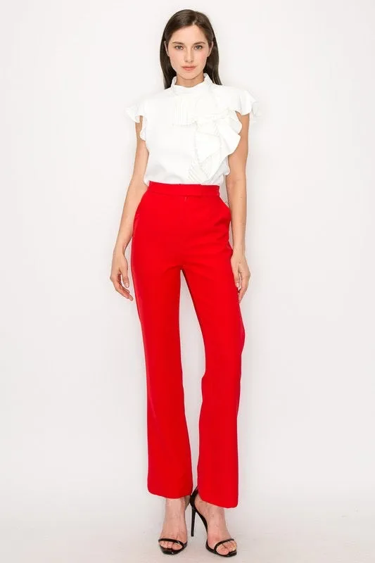 Stretch high waist red pants