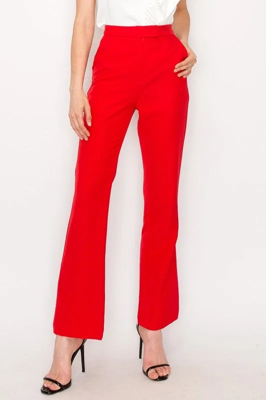 Stretch high waist red pants