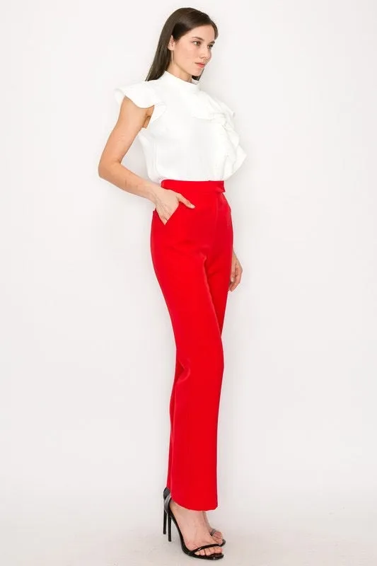 Stretch high waist red pants