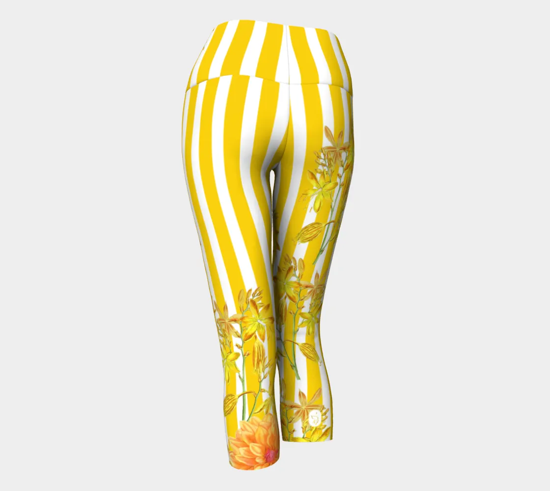 Stripes and Florals Yellow Capri