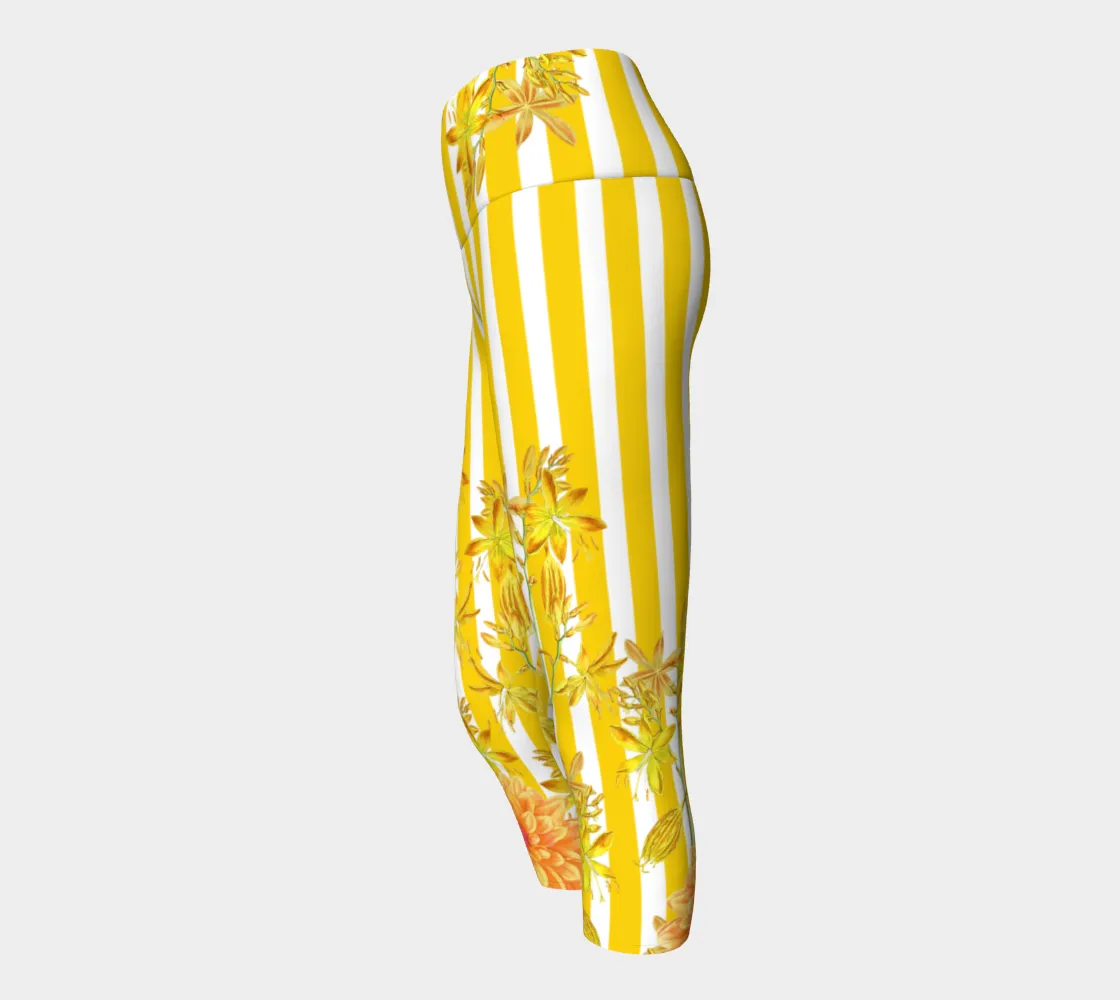 Stripes and Florals Yellow Capri