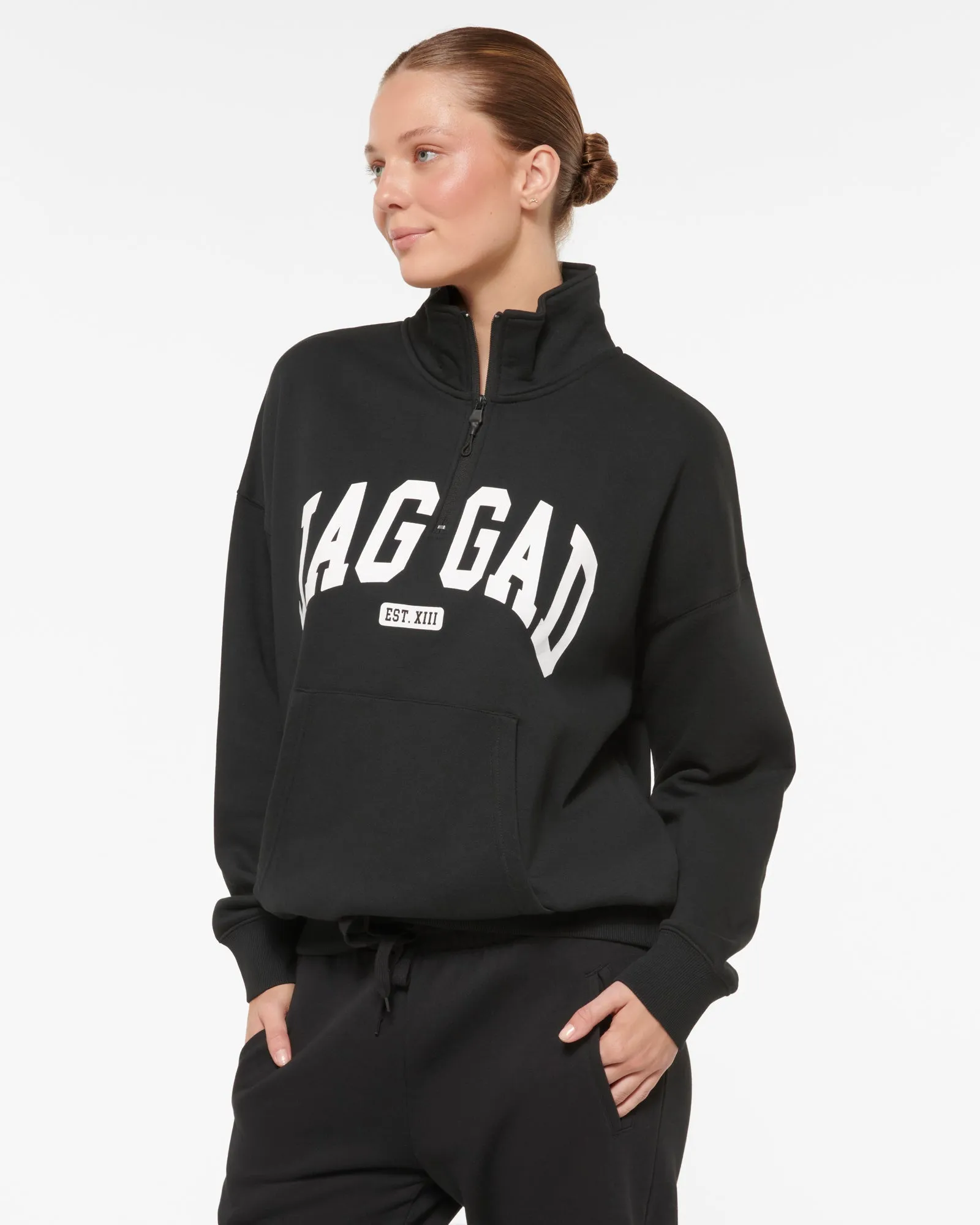 STUDIO HALF-ZIP SIGNATURE SWEATER BLACK