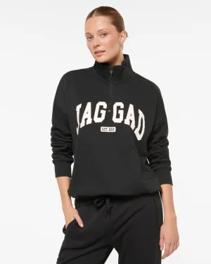 STUDIO HALF-ZIP SIGNATURE SWEATER BLACK