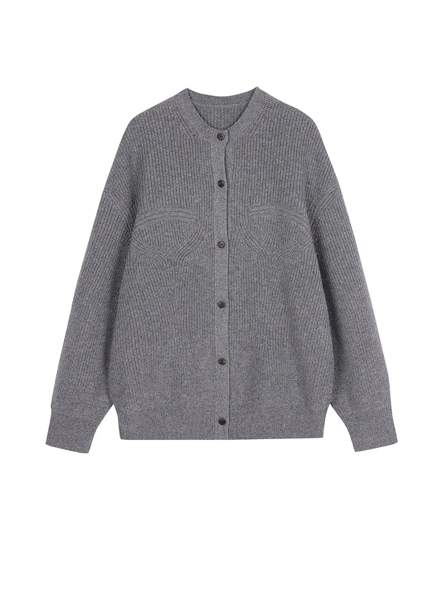 Sweater / JNBY Wool-blend Collarless Cardigan