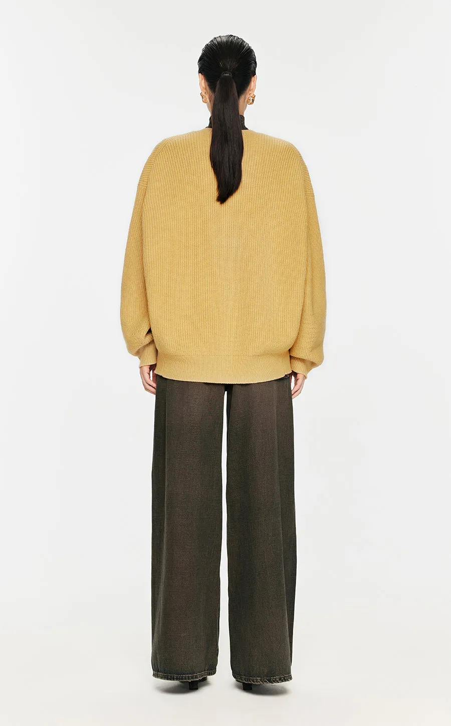 Sweater / JNBY Wool-blend Collarless Cardigan