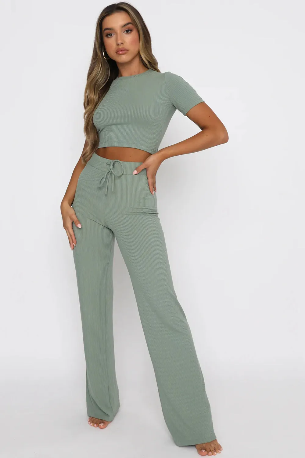 Tavi Round Neck Short Sleeve Top and Pants Set