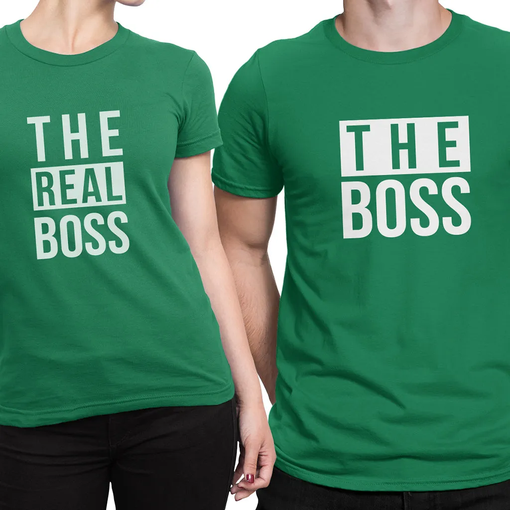 The Boss and The Real Boss - Graphic Matching T-Shirts for Couple