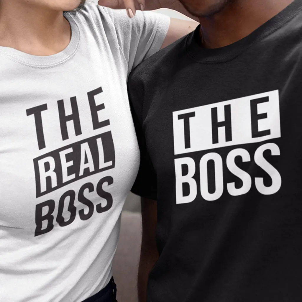 The Boss and The Real Boss - Graphic Matching T-Shirts for Couple