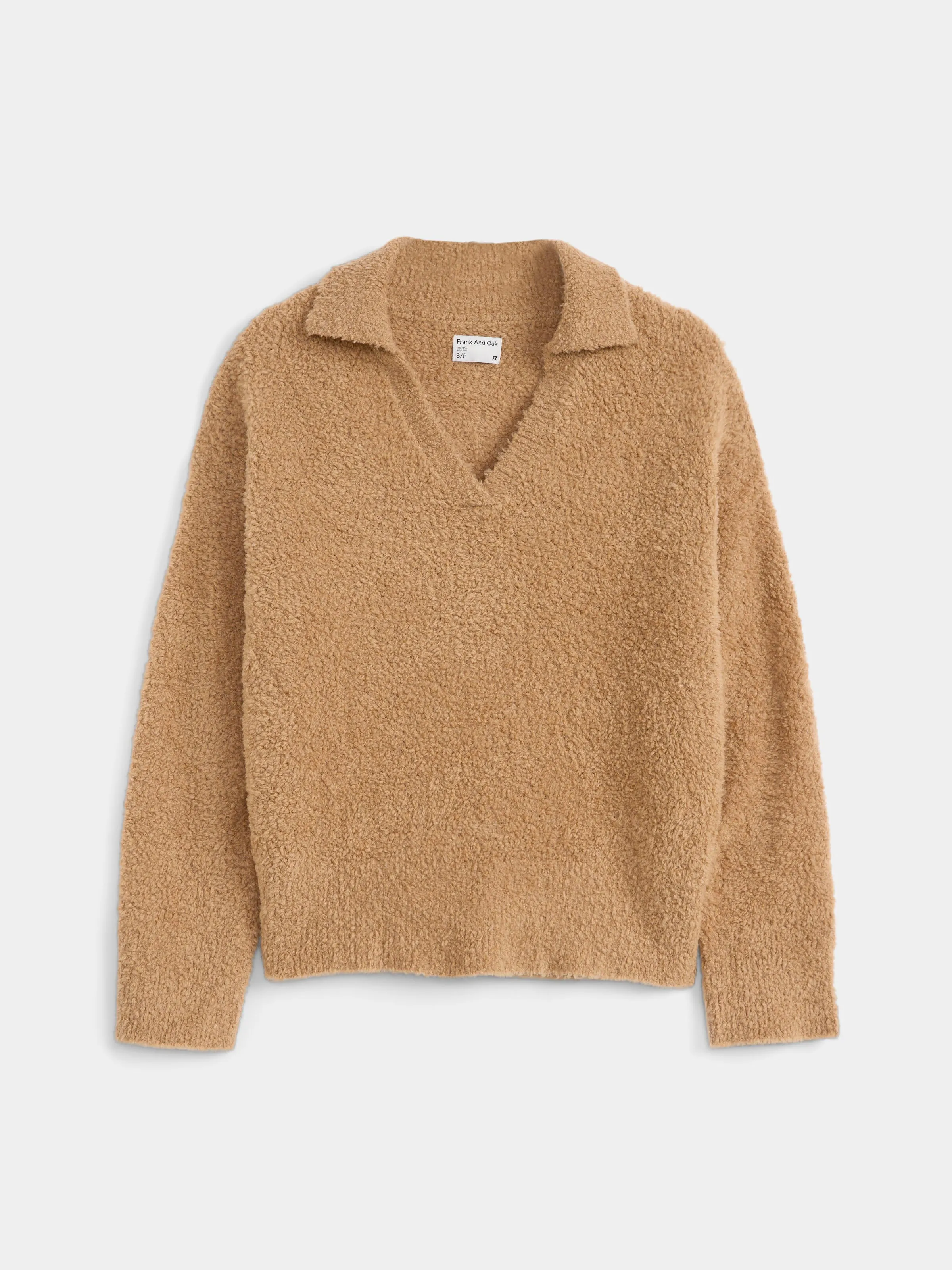 The Fuzzy Johnny Collar Sweater in Caramel Brown