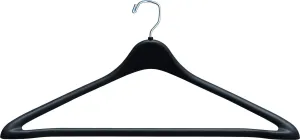 The Great American Hanger Company Heavy Duty Black Plastic Suit Hanger with Fixed Bar, (Box of 100) Sturdy 1/2 Inch Thick Coat Hangers with Square Topped Chrome Swivel Hook