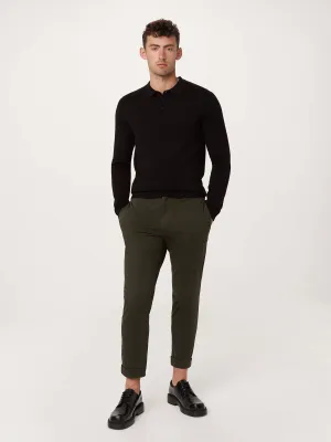 The Merino Polo Sweater in Steel Blue