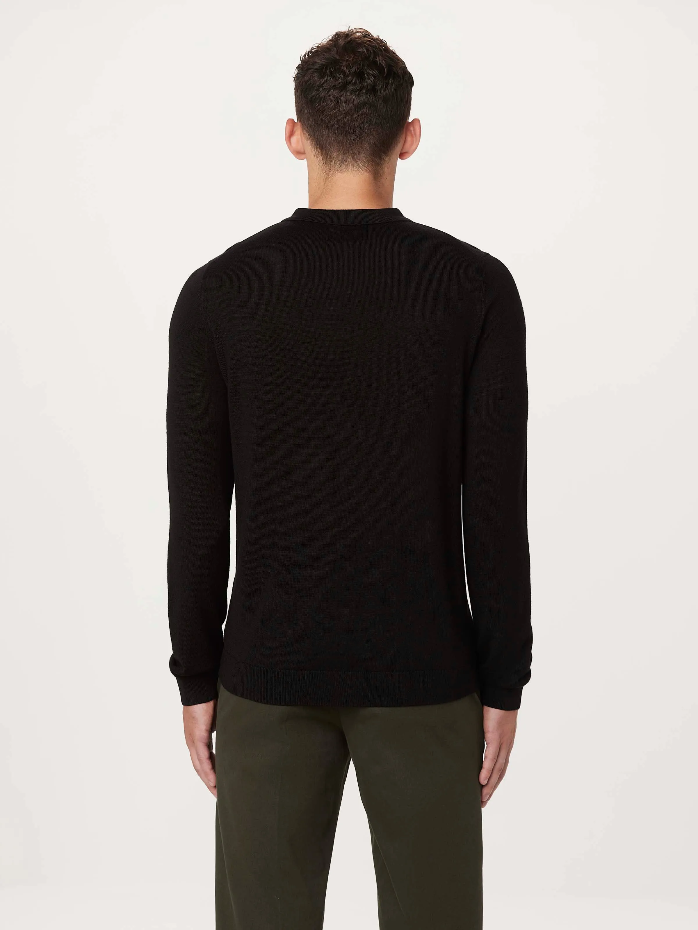 The Merino Polo Sweater in Steel Blue